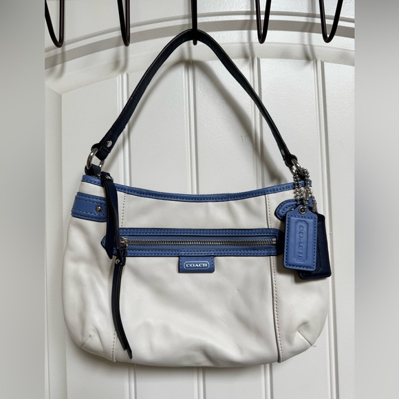 Coach Handbags - Coach Daisy Spectacular Off-White and Blue Shoulder Bag with Crossbody Strap